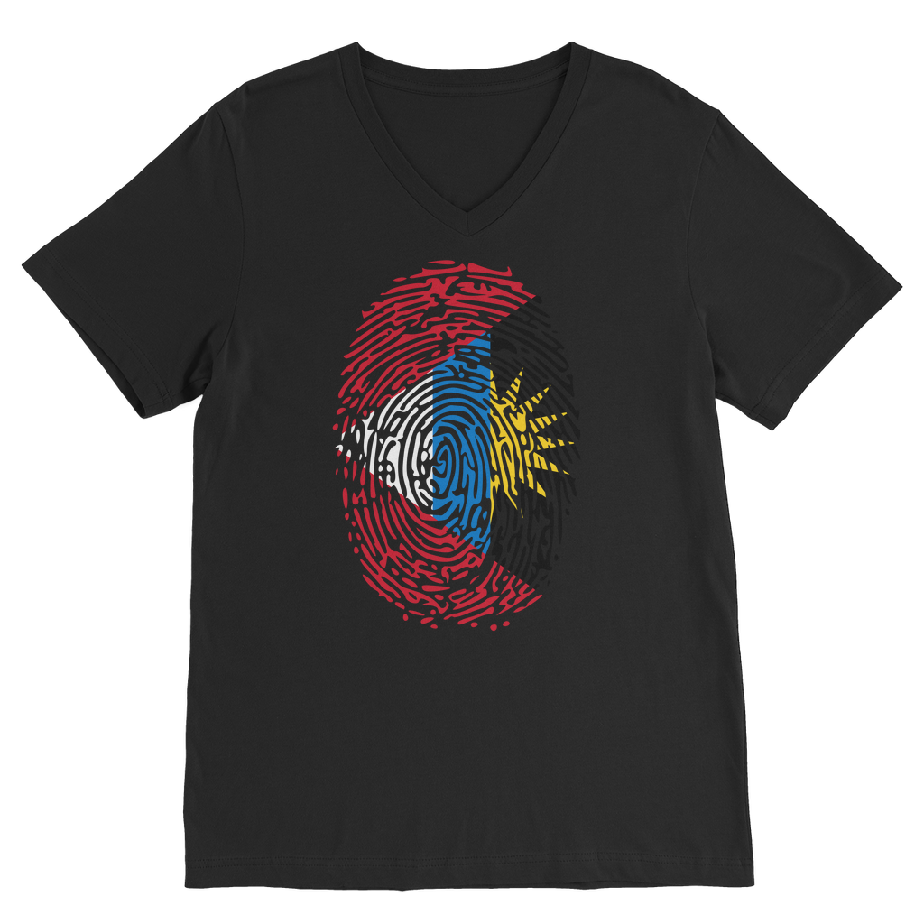 Antigua and Barbuda-Fingerprint Classic V-Neck T-Shirt