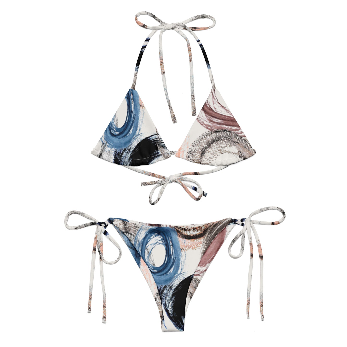 Brushed Circles All-over print recycled string bikini