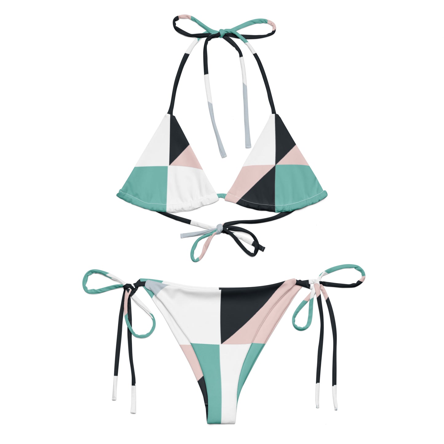 Geometric All-over print recycled string bikini