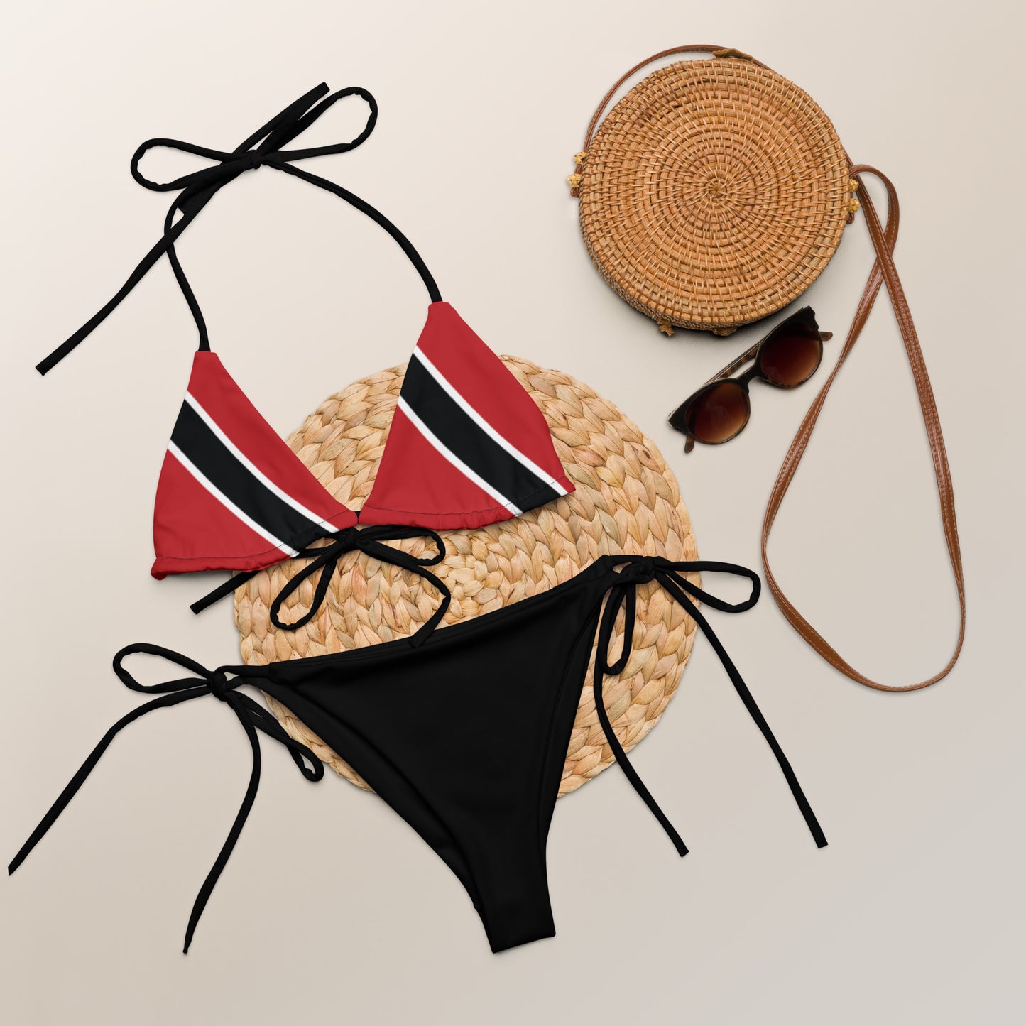 Trinidad and Tobago All-over print recycled string bikini