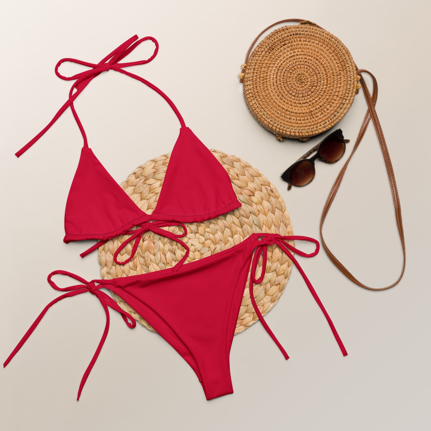 Red string bikini