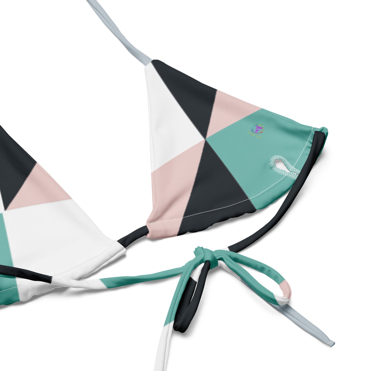 Geometric All-over print recycled string bikini