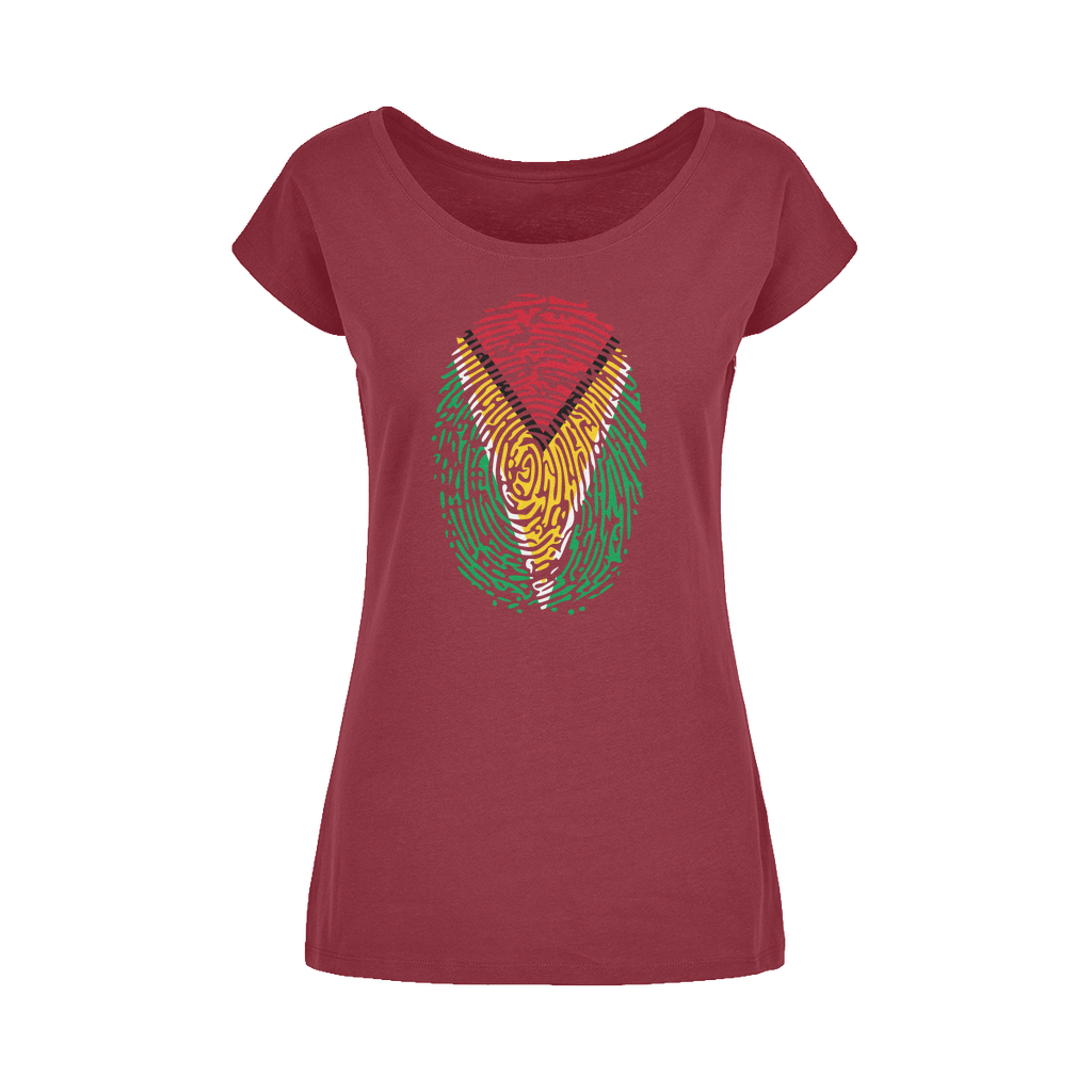 Guyana-Fingerprint Wide Neck Womens T-Shirt XS-5XL