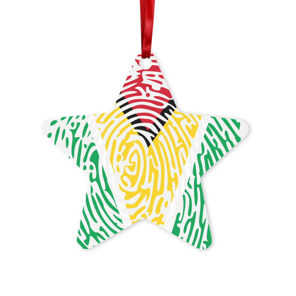 Guyana-Fingerprint Metal Hanging Ornament