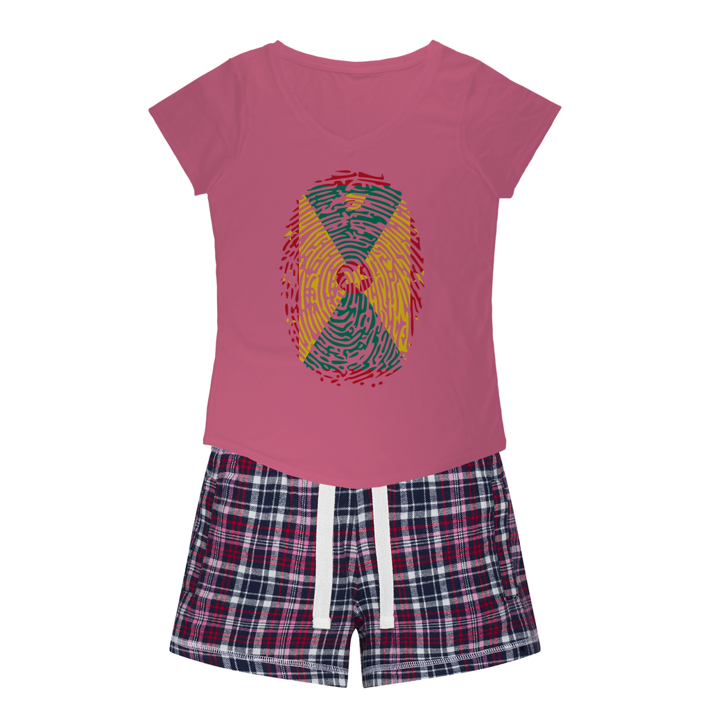 Grenada Fingerprint Women's Sleepy Tee and Flannel Short