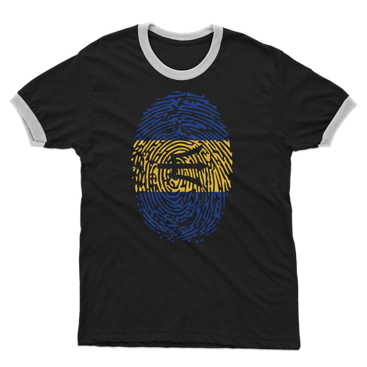 Barbados-Fingerprint Adult Ringer T-Shirt