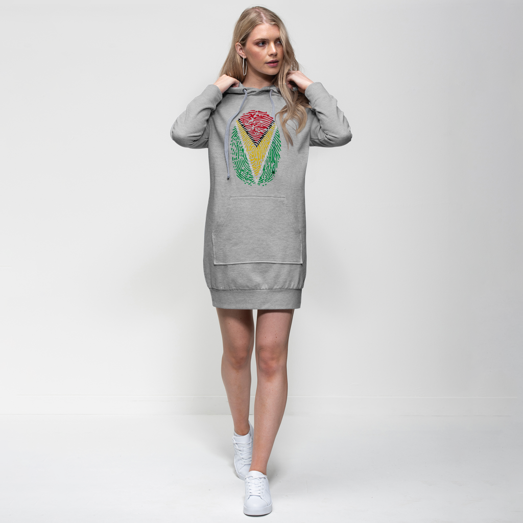 Guyana-Fingerprint Premium Adult Hoodie Dress