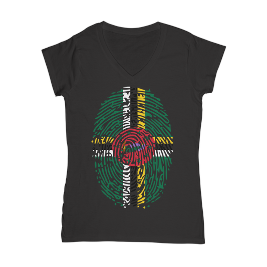 Dominica Fingerprint Classic Women's V-Neck T-Shirt