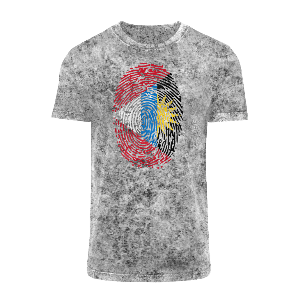 Antigua and Barbuda-Fingerprint Acid Washed T-Shirt