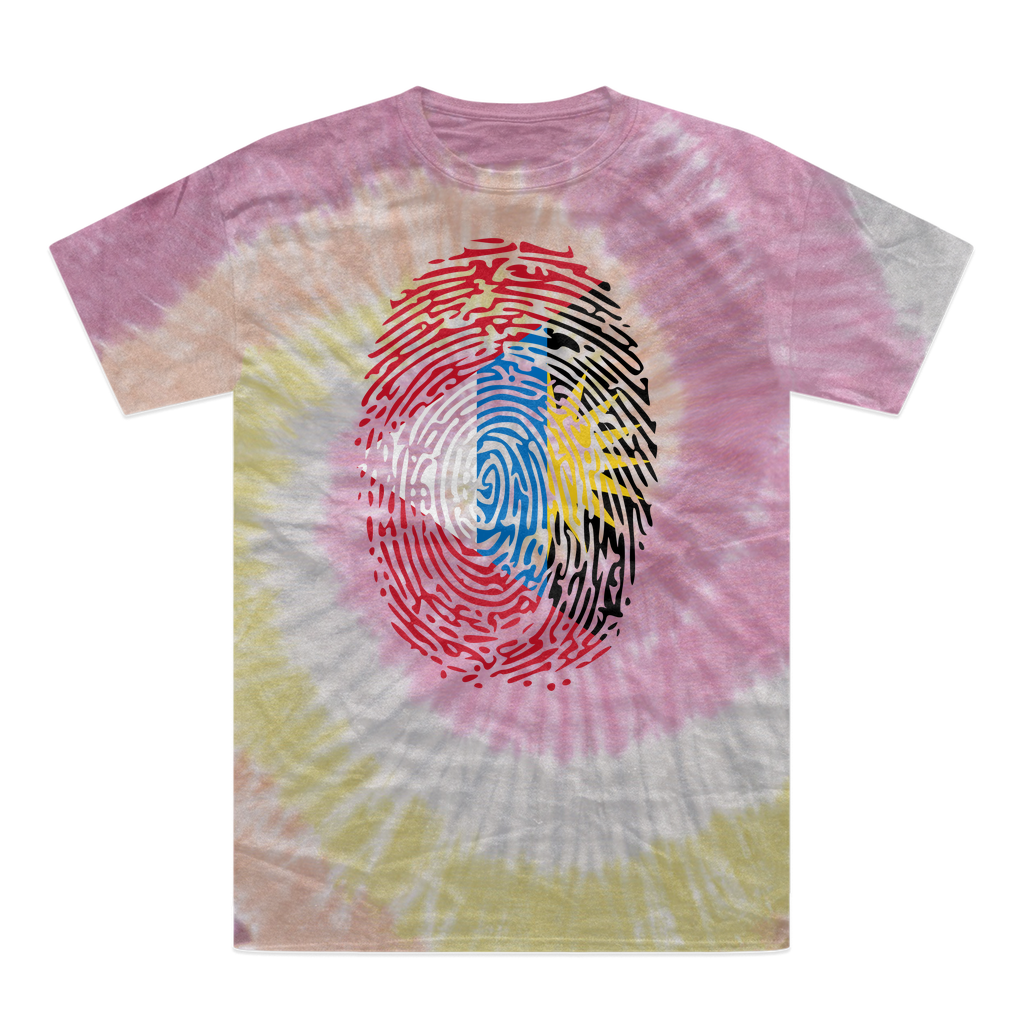 Antigua and Barbuda-Fingerprint Tie-Dye T-Shirt