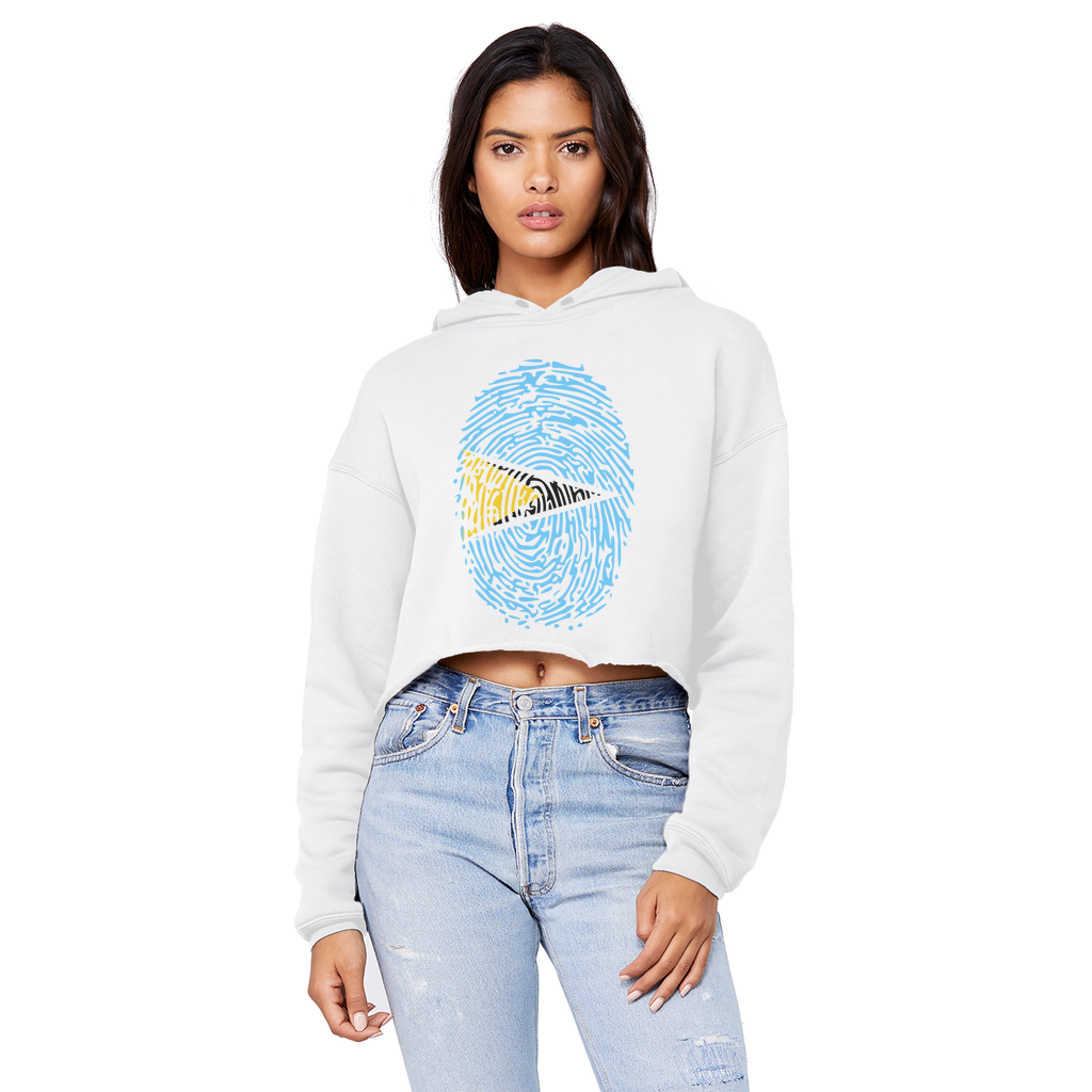 Saint Lucia Fingerprint Cropped Raw Edge Boyfriend Hoodie