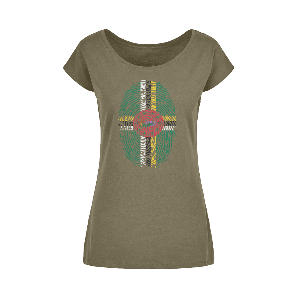 Dominica Fingerprint Wide Neck Womens T-Shirt XS-5XL