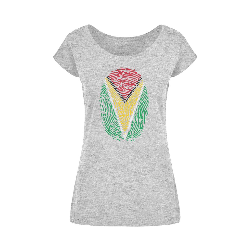 Guyana-Fingerprint Wide Neck Womens T-Shirt XS-5XL