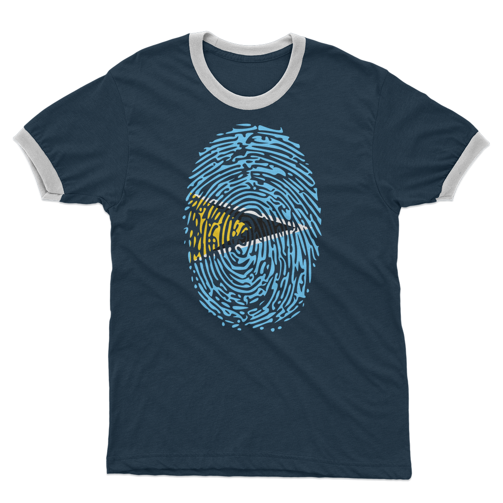 Saint Lucia Fingerprint Adult Ringer T-Shirt