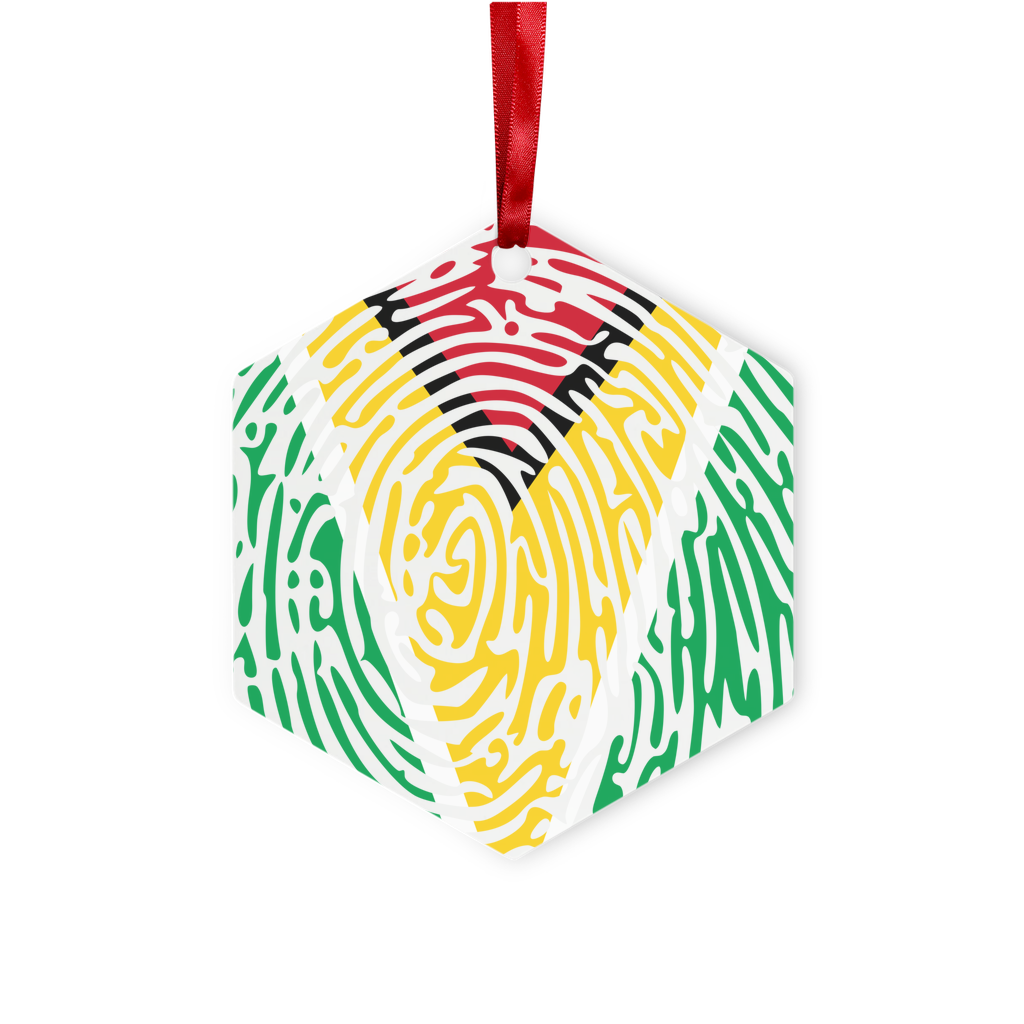 Guyana-Fingerprint Metal Hanging Ornament