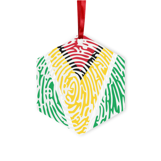 Guyana-Fingerprint Metal Hanging Ornament