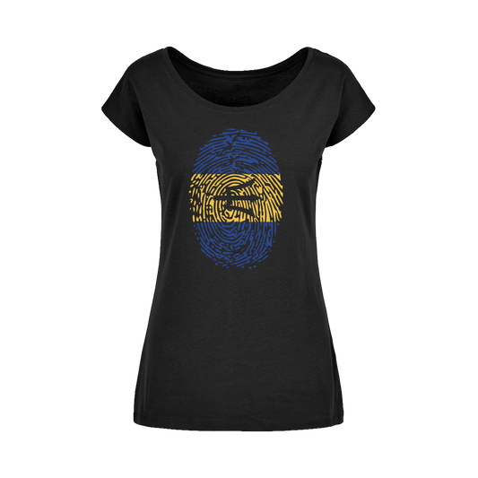 Barbados-Fingerprint Wide Neck Womens T-Shirt XS-5XL