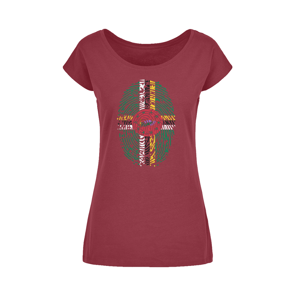 Dominica Fingerprint Wide Neck Womens T-Shirt XS-5XL