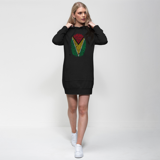 Guyana-Fingerprint Premium Adult Hoodie Dress