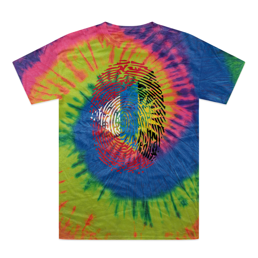 Antigua and Barbuda-Fingerprint Tie-Dye T-Shirt