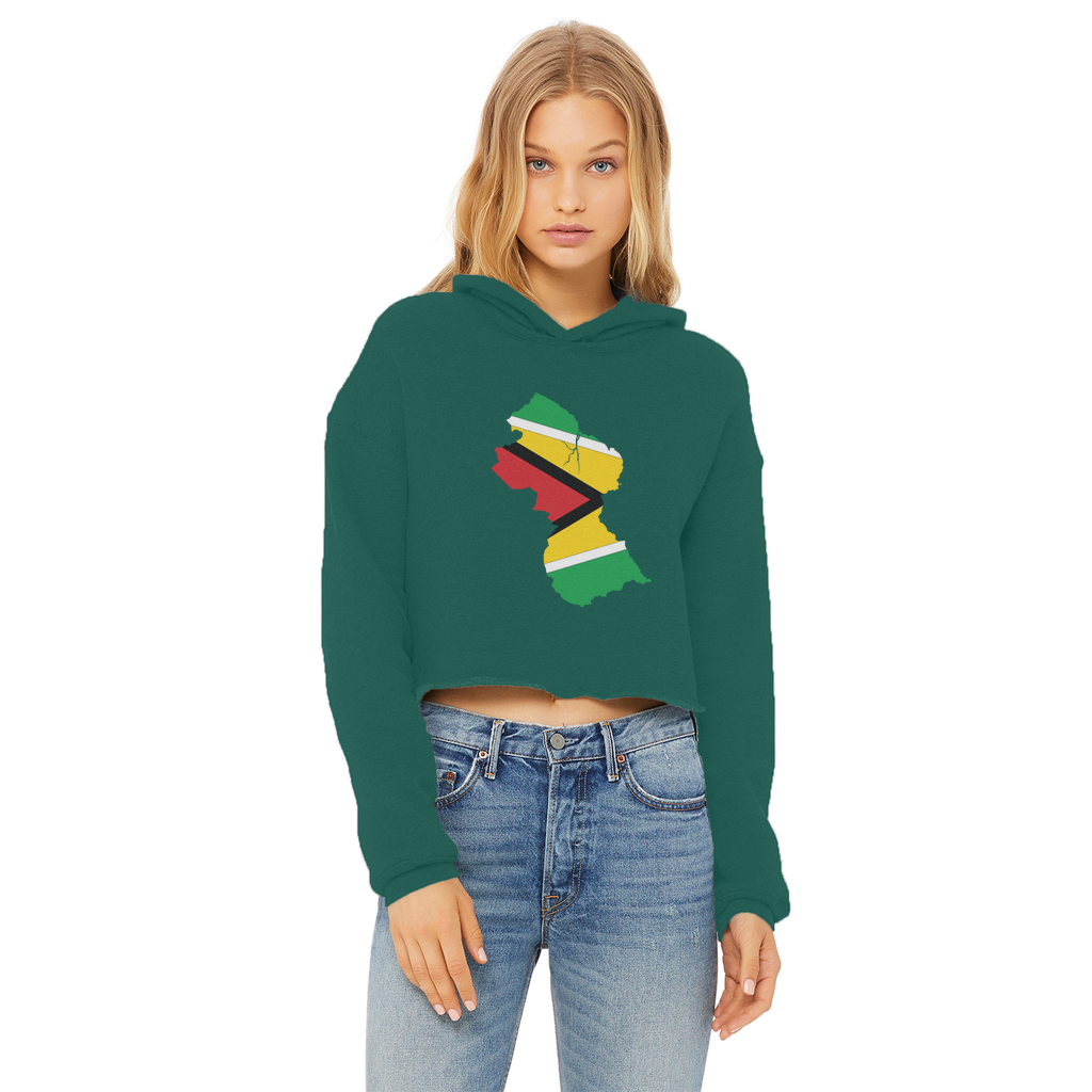 GUYANA Ladies Cropped Raw Edge Hoodie