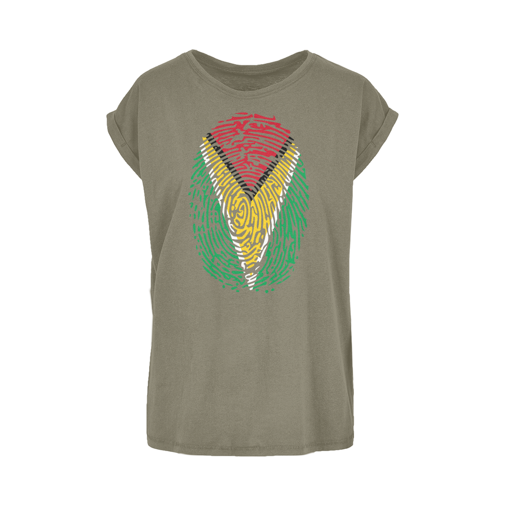 Guyana-Fingerprint Women's Extended Shoulder T-Shirt XS-5XL