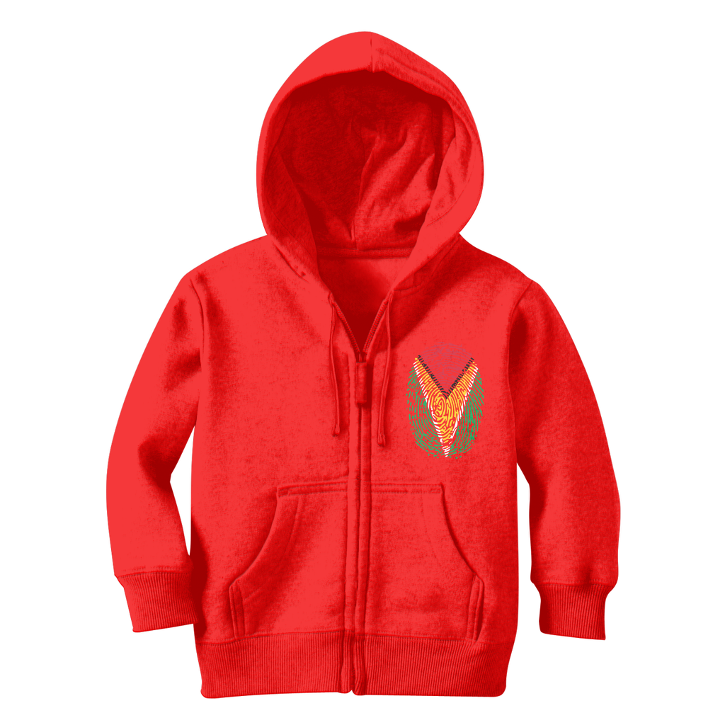 Guyana-Fingerprint Classic Kids Zip Hoodie