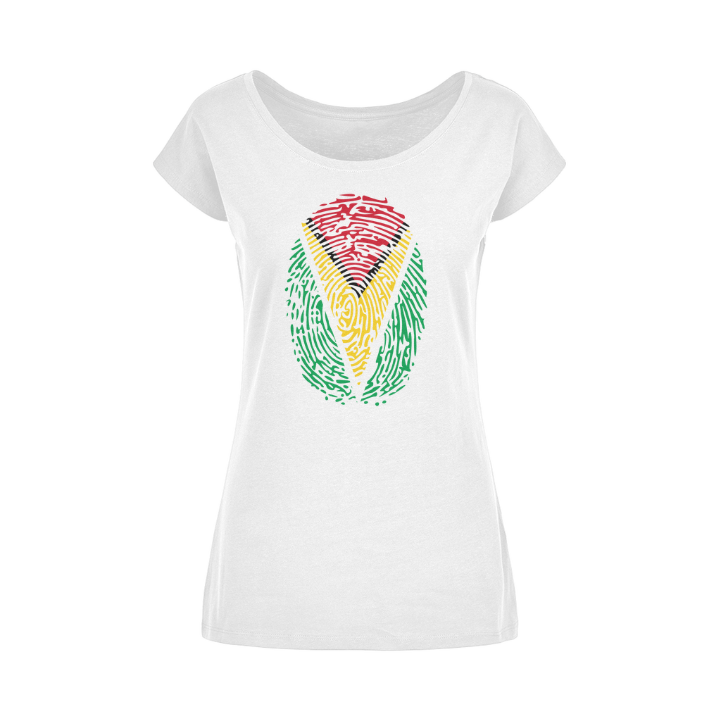 Guyana-Fingerprint Wide Neck Womens T-Shirt XS-5XL