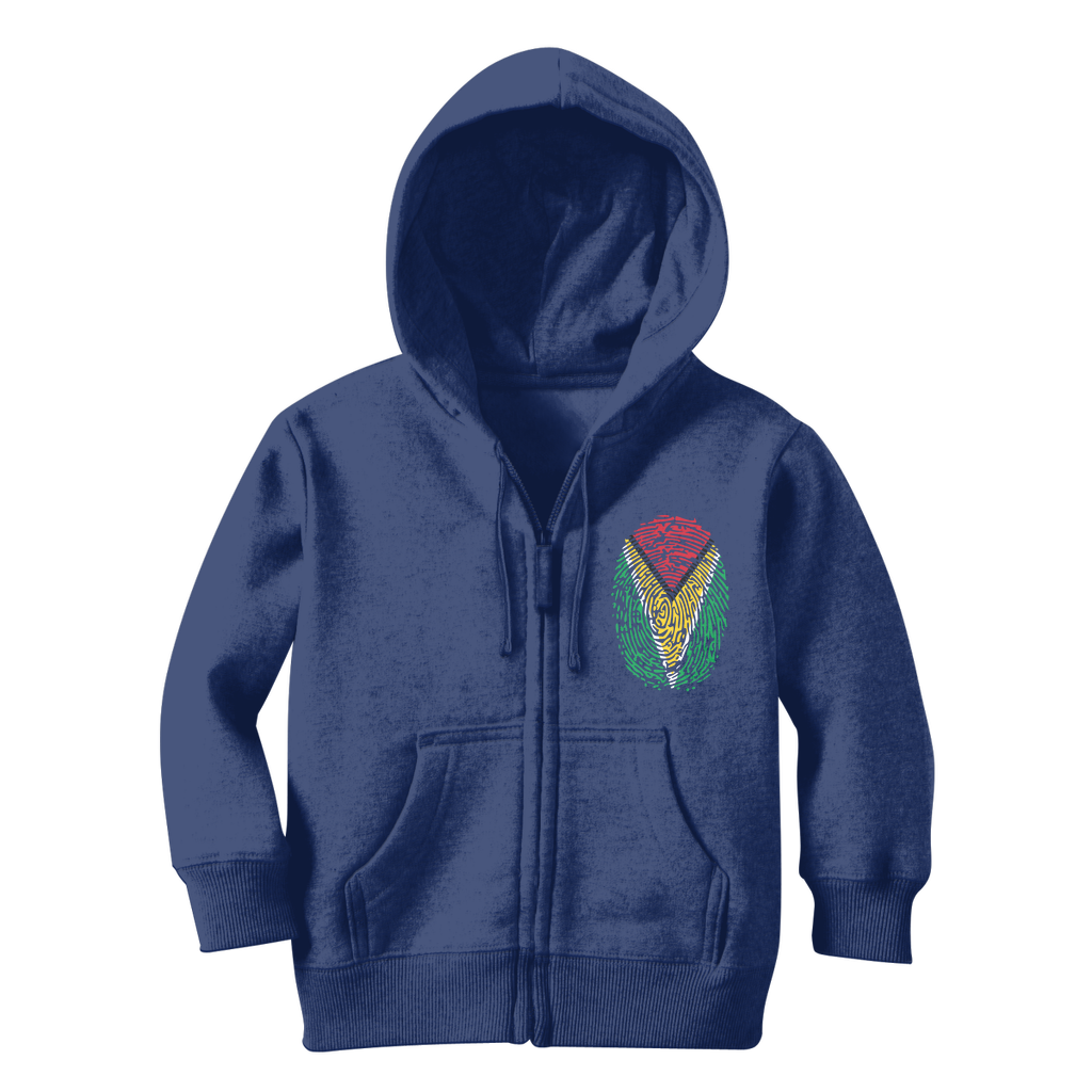 Guyana-Fingerprint Classic Kids Zip Hoodie