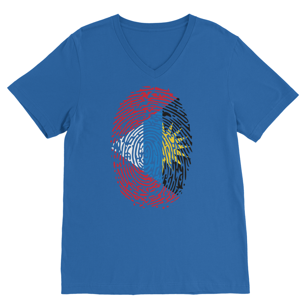 Antigua and Barbuda-Fingerprint Premium V-Neck T-Shirt