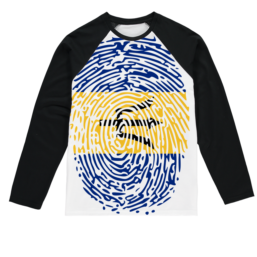 Barbados-Fingerprint Sublimation Baseball Long Sleeve T-Shirt