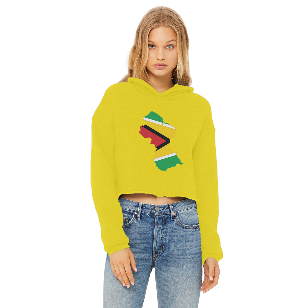 GUYANA Ladies Cropped Raw Edge Hoodie