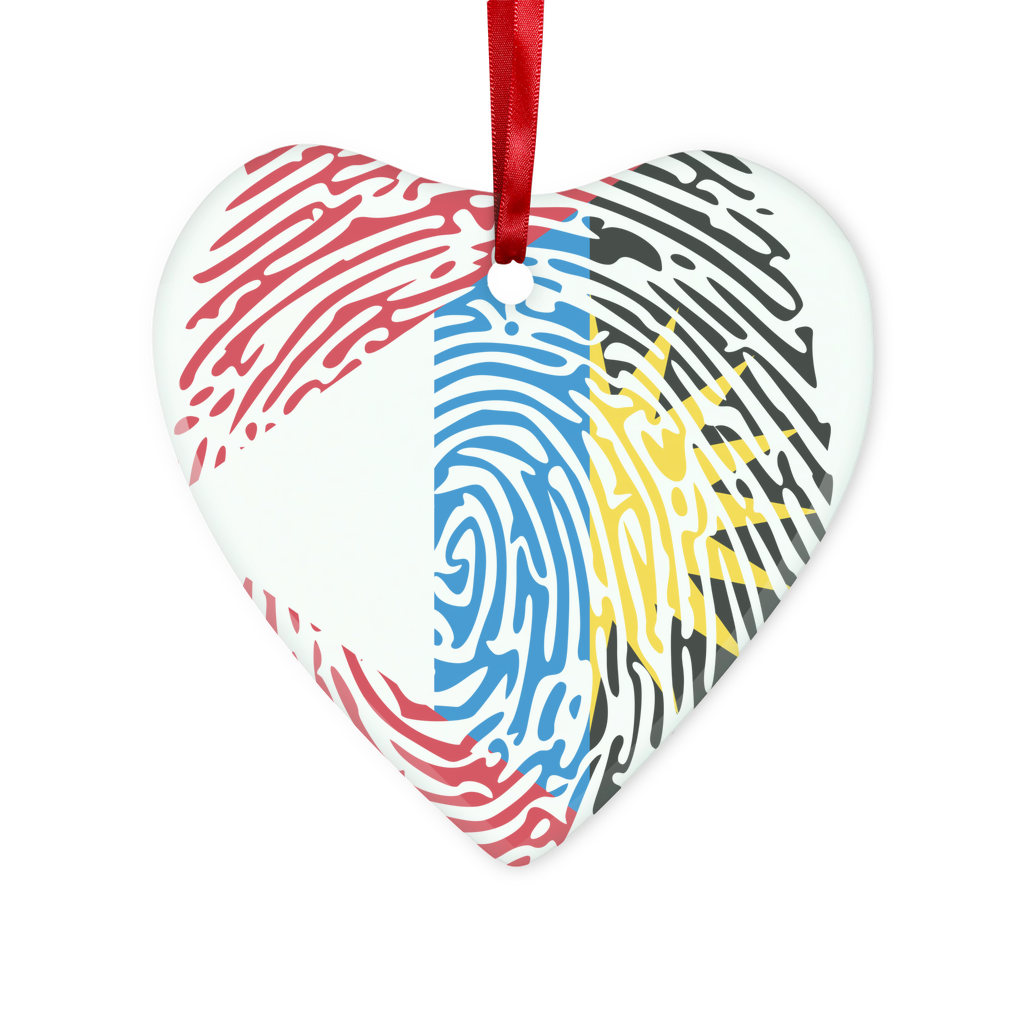 Antigua and Barbuda-Fingerprint Glass Hanging Ornament