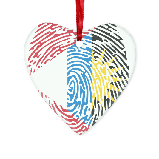 Antigua and Barbuda-Fingerprint Glass Hanging Ornament