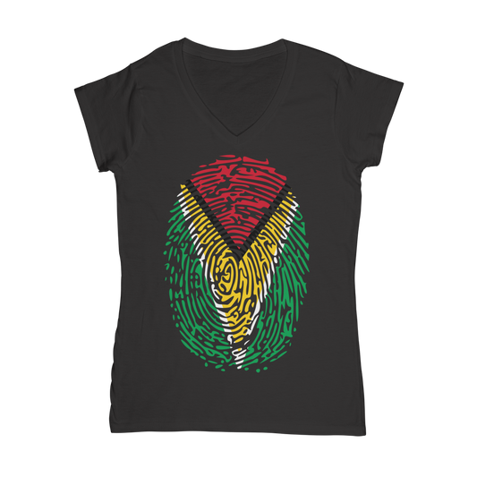 Guyana-Fingerprint Classic Women's V-Neck T-Shirt