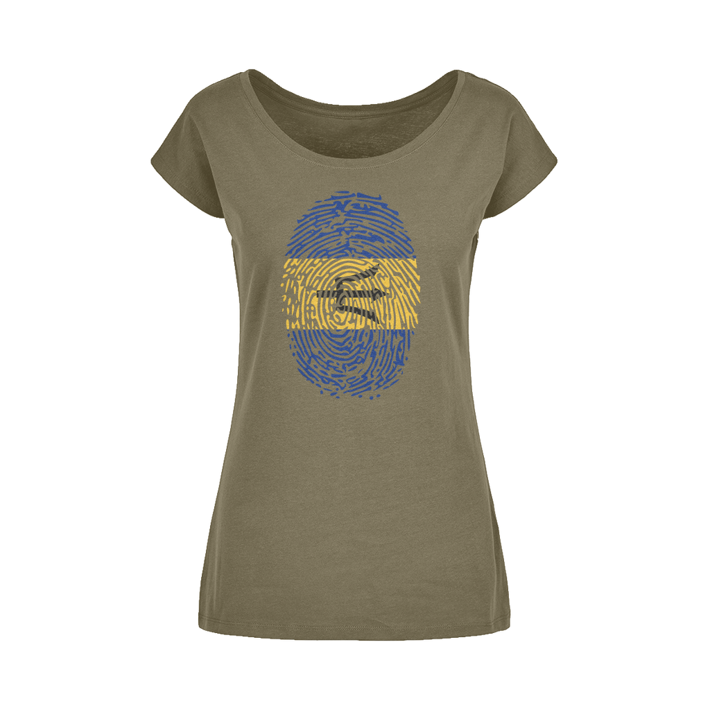 Barbados-Fingerprint Wide Neck Womens T-Shirt XS-5XL