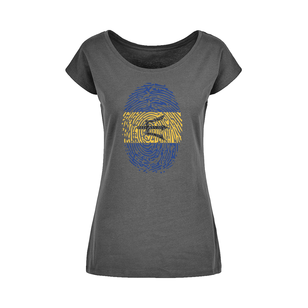 Barbados-Fingerprint Wide Neck Womens T-Shirt XS-5XL