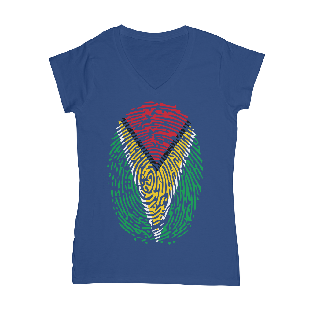 Guyana-Fingerprint Classic Women's V-Neck T-Shirt