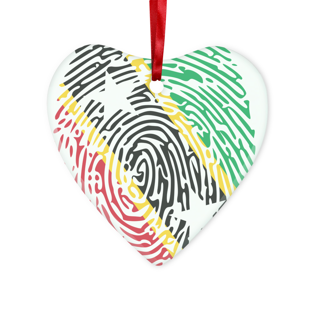 Saint Kitts and Nevis Fingerprint Glass Hanging Ornament