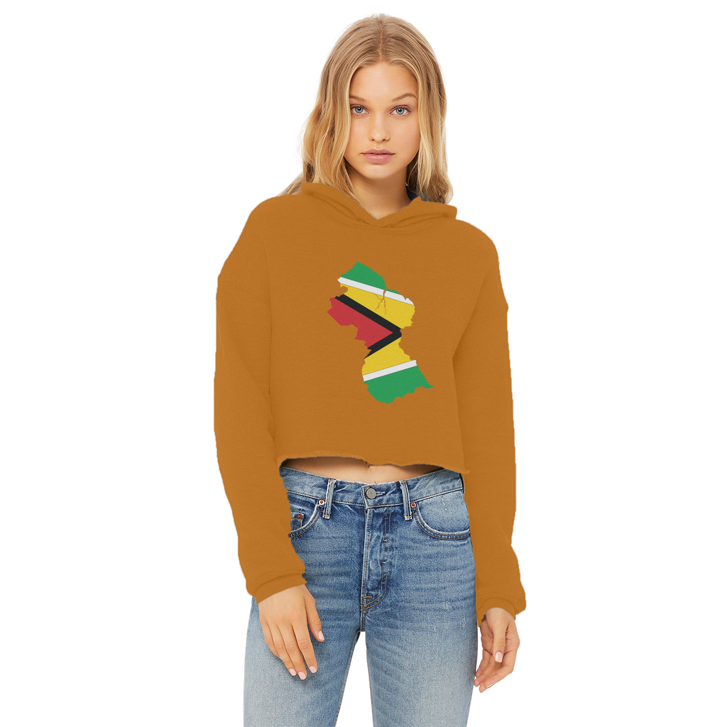 GUYANA Ladies Cropped Raw Edge Hoodie