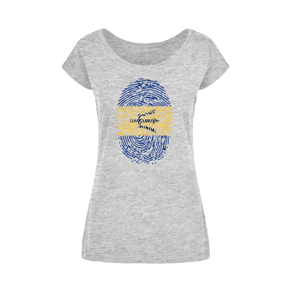 Barbados-Fingerprint Wide Neck Womens T-Shirt XS-5XL