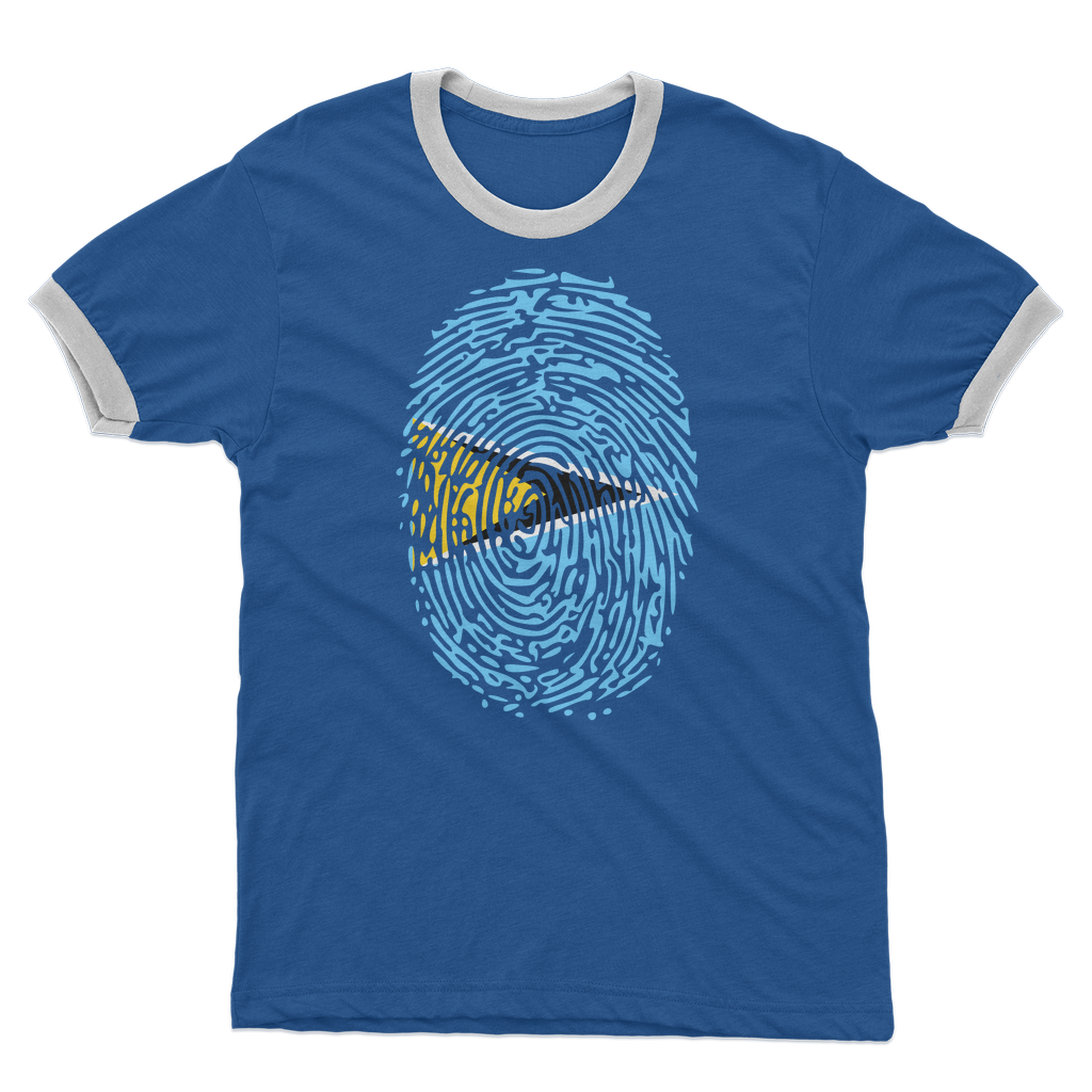 Saint Lucia Fingerprint Adult Ringer T-Shirt