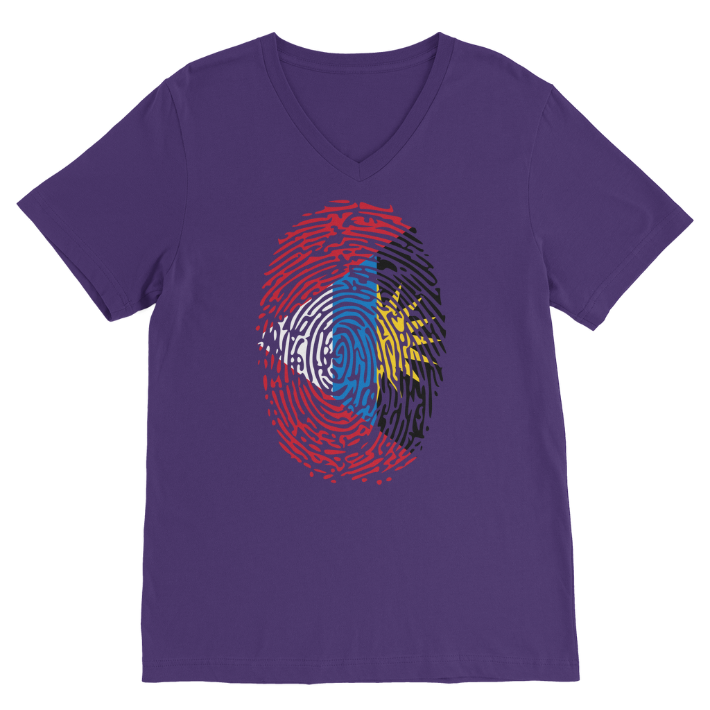 Antigua and Barbuda-Fingerprint Classic V-Neck T-Shirt