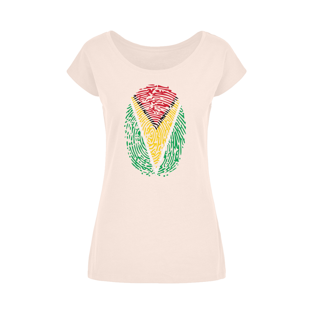 Guyana-Fingerprint Wide Neck Womens T-Shirt XS-5XL