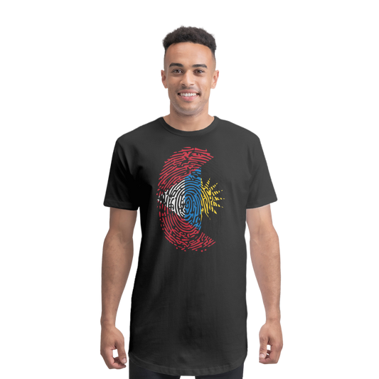 Antigua and Barbuda-Fingerprint Premium Long Body T-Shirt