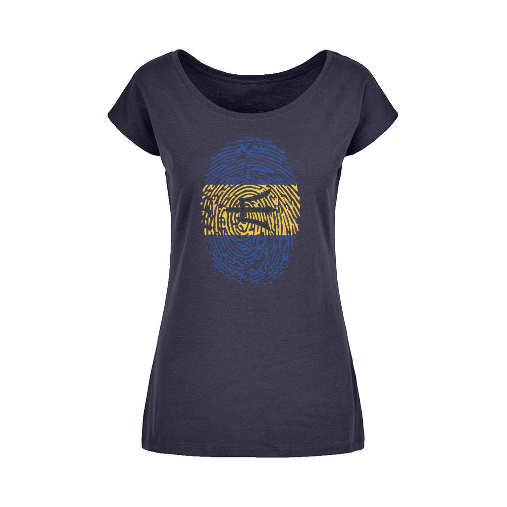 Barbados-Fingerprint Wide Neck Womens T-Shirt XS-5XL