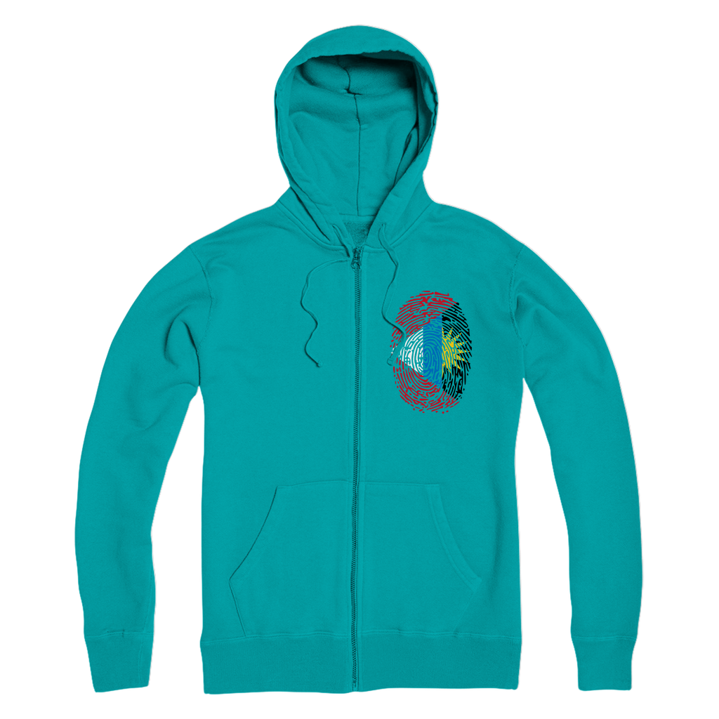 Antigua and Barbuda-Fingerprint Premium Adult Zip Hoodie