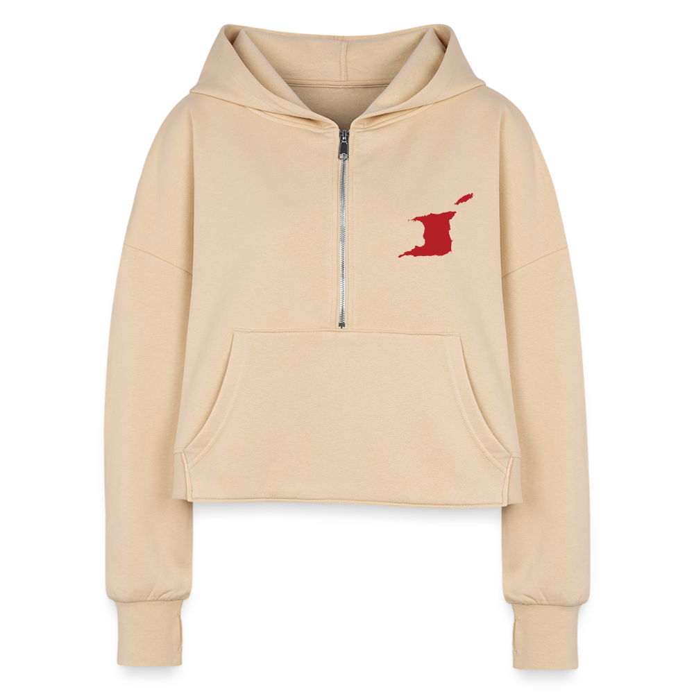 Trini Women's Half Zip Cropped Hoodie - nude