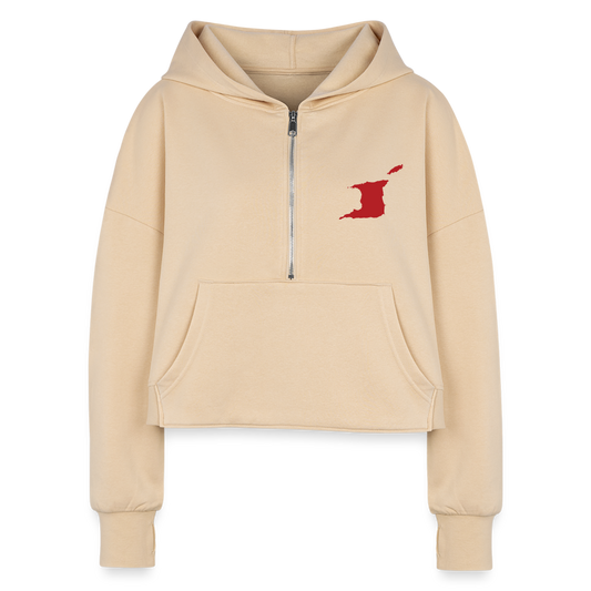 Trini Women's Half Zip Cropped Hoodie - nude