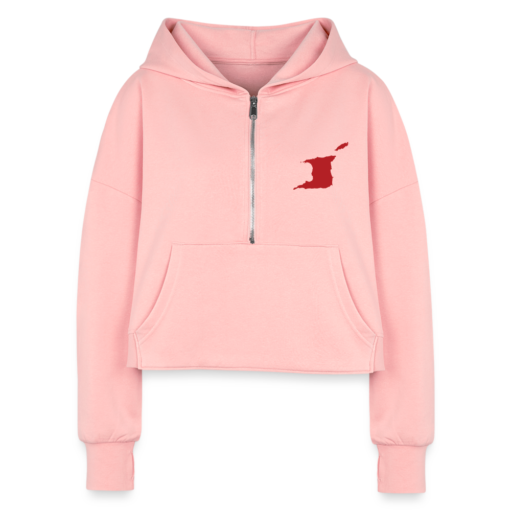 Trini Women's Half Zip Cropped Hoodie - light pink